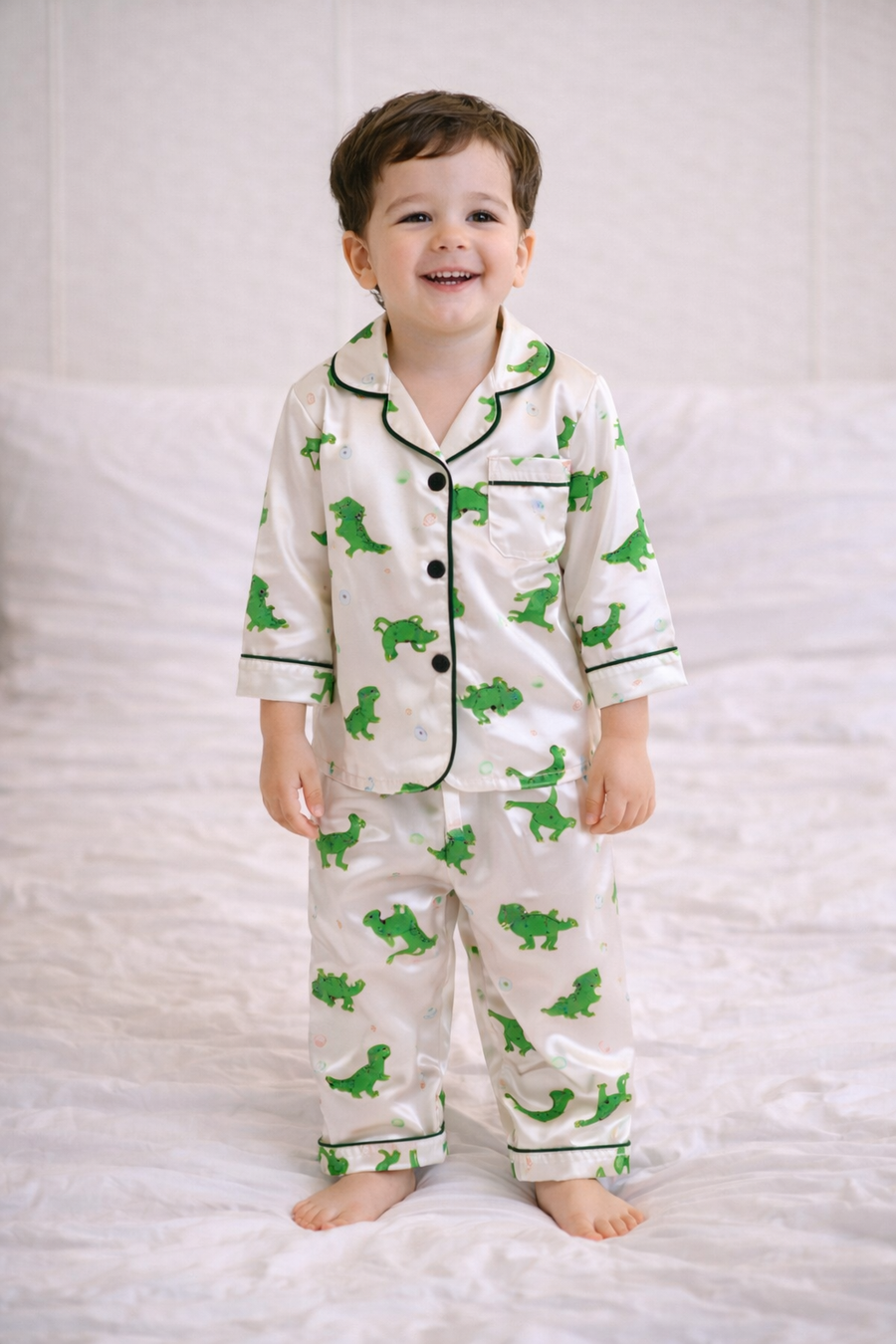 Pyjama Satin Enfant — Motif Animaux Long