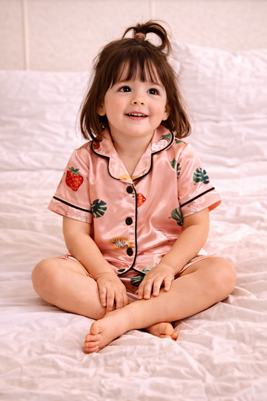 Pyjama Satin Enfant — Motif Fruité Court