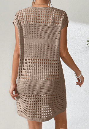 Robe de Plage — Crochet Ajouré Beige